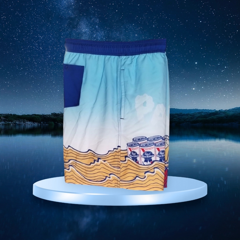 Men's Swim Shorts - Blue and Tan